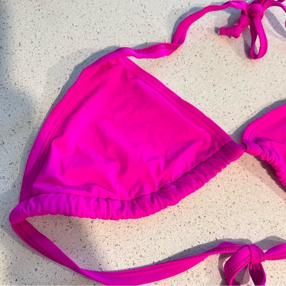 NEW Moontide Swimwear Bikini Top UK 10 Triangle String Swim Fuchsia Unpadded - Picture 4 of 12